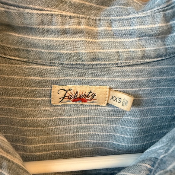 Light Blue Striped Faherty Breeze Button-Up Shirt - Picture 3 of 3